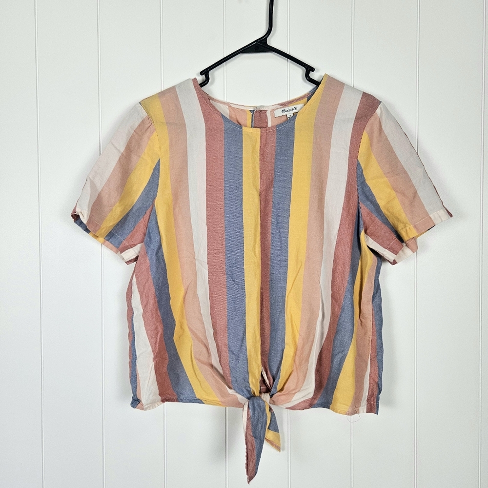Madewell Colorful Striped Tie-Front Blouse